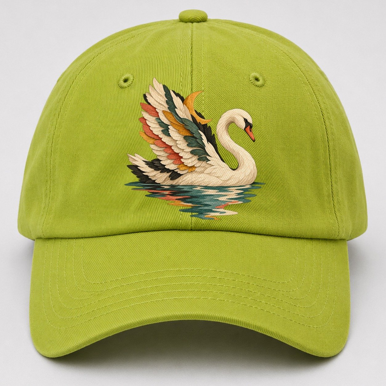 Swan Moon Reflection Gentle Wild Baseball Cap – Fluorescent Green