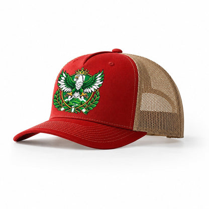Nigeria Heraldic Crest Country Logos Trucker Hat – Red Khaki