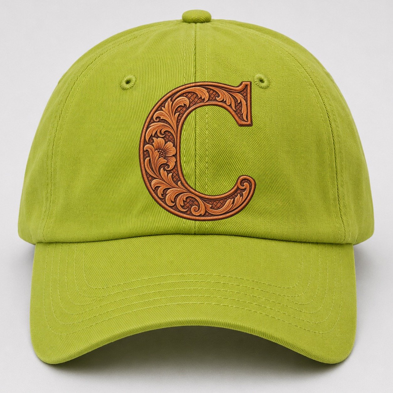 Tooled Leather C Monogram Baseball Cap – Fluorescent Green