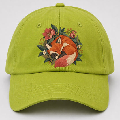 Sleeping Fox Star Nest Gentle Wild Baseball Cap – Fluorescent Green