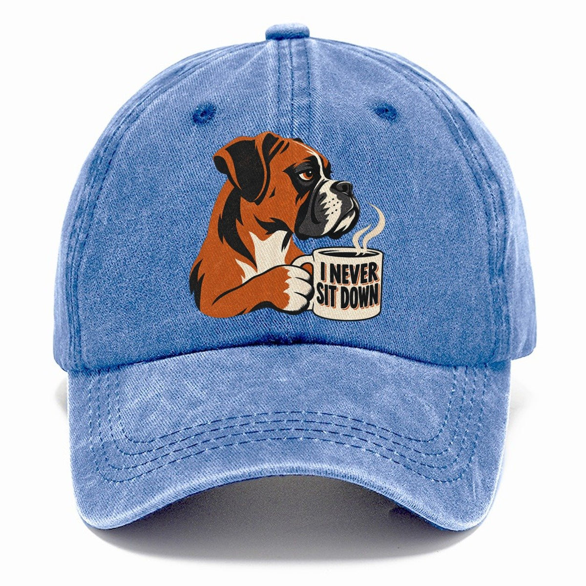 Boxer Dog I Never Sit Down Coffee Classic Cap – Summer Sky