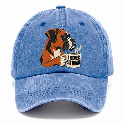 Boxer Dog I Never Sit Down Coffee Classic Cap – Summer Sky
