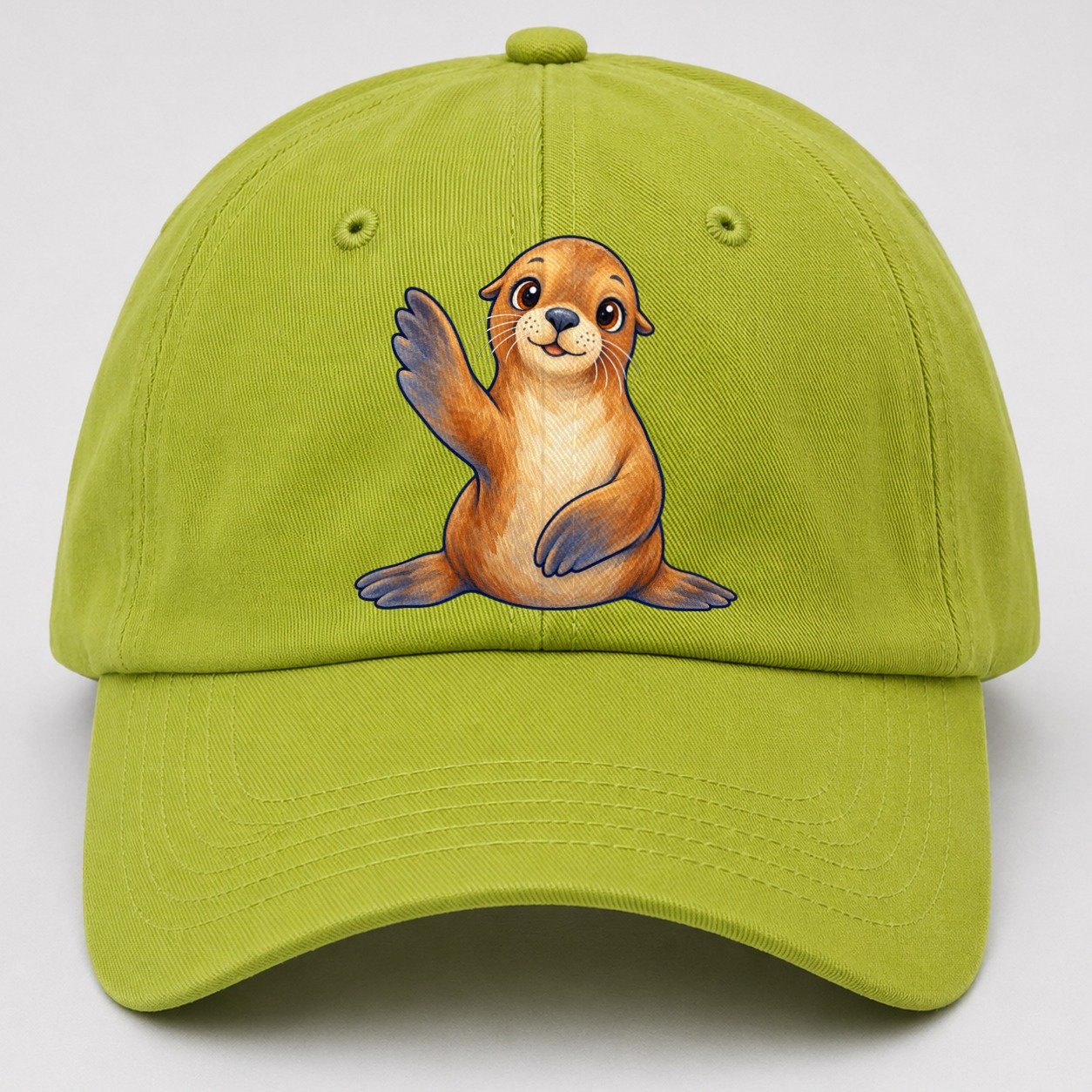 Sea Lion Front Flipper Wave Sea Sprite Baseball Cap – Fluorescent Green