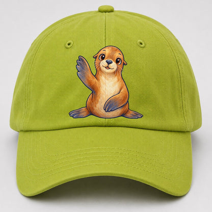 Sea Lion Front Flipper Wave Sea Sprite Baseball Cap – Fluorescent Green