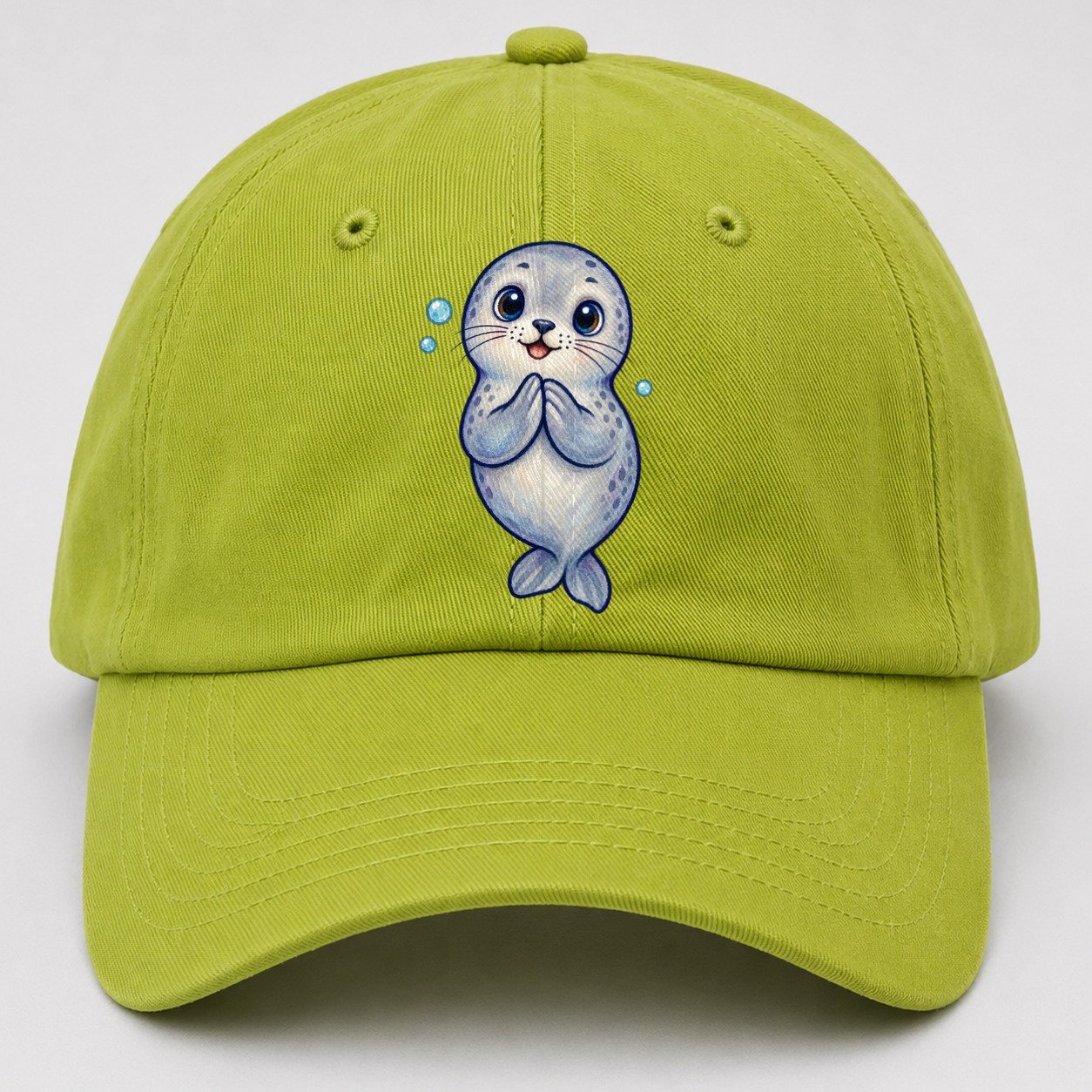Seal Front Clap Sea Sprite Baseball Cap – Fluorescent Green