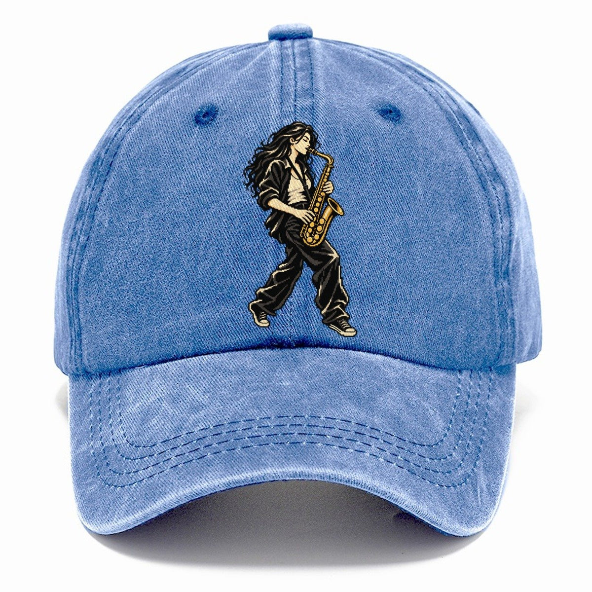 Woman Playing Saxophone Classic Cap – Summer Sky