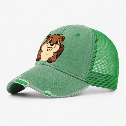 Workshop Beaver Woodworking Washed Trucker Hat – Ink Green