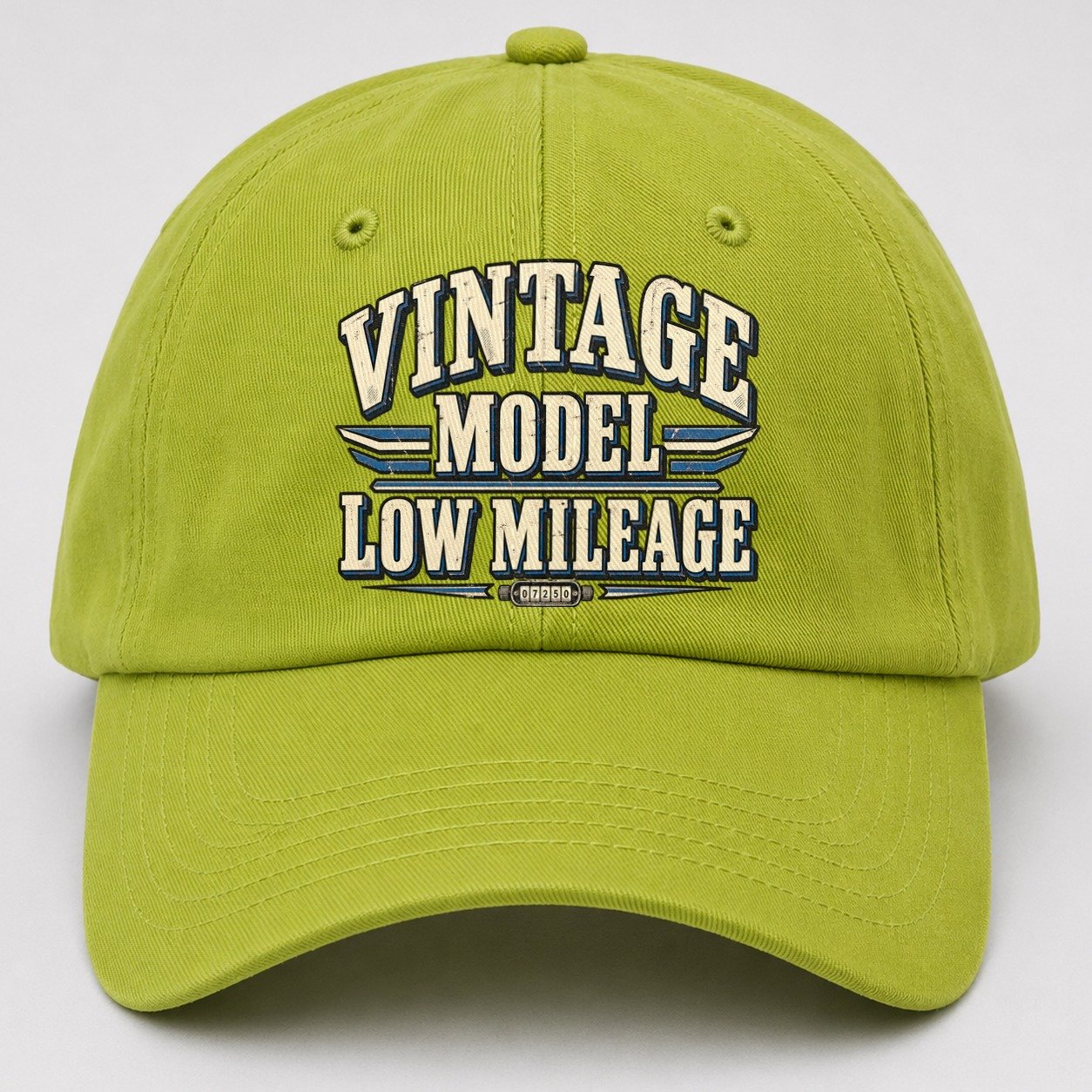 Vintage Model Low Mileage American Wit Baseball Cap – Fluorescent Green