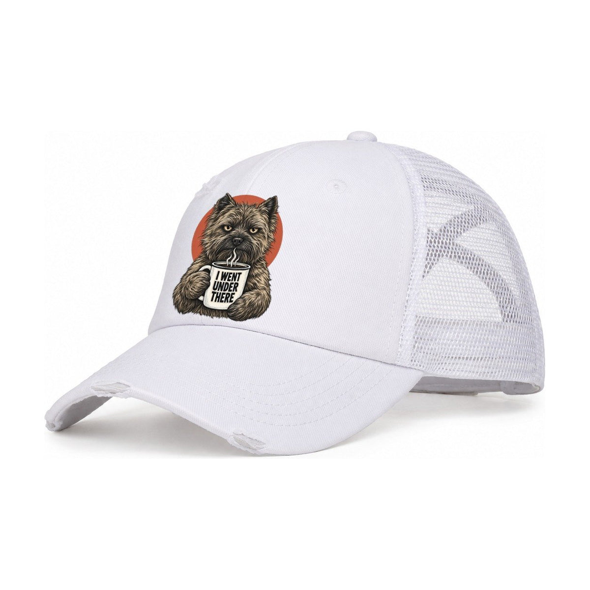 Cairn Terrier Mug Truths Dog Mug Truths Women's Ponytail Trucker Hat – White White