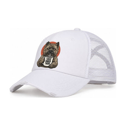 Cairn Terrier Mug Truths Dog Mug Truths Women's Ponytail Trucker Hat – White White