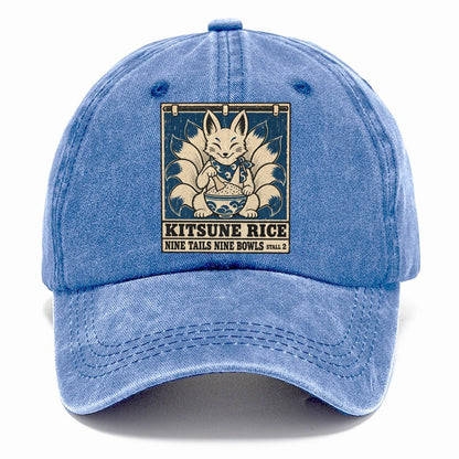 Kitsune Rice Yokai Night Market Classic Cap – Summer Sky