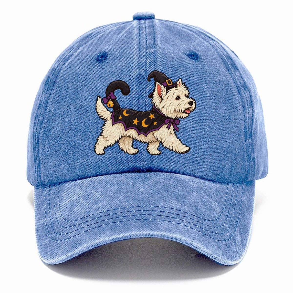 One West Highland Terrier In Halloween Costume Little Witch S Cat Familiar Costume With A Tiny Hat Halloween Dog Parade Classic Cap – Summer Sky