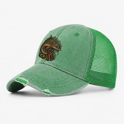 Lake Sturgeon Armor Fishing Club Washed Trucker Hat – Ink Green