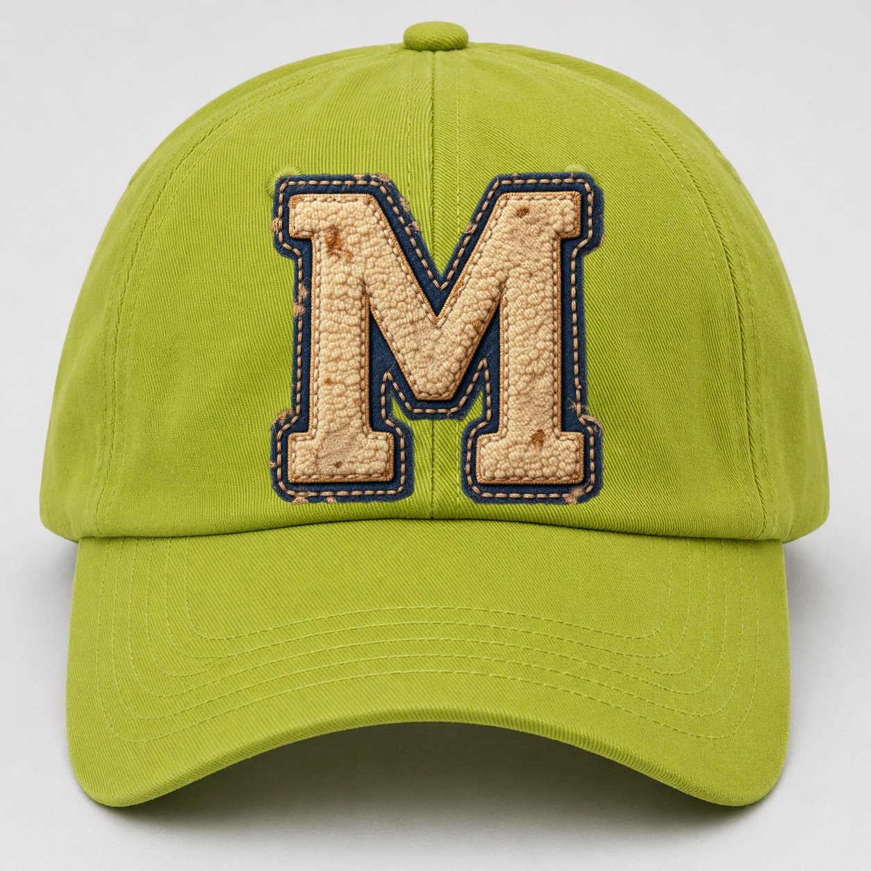 Varsity Chenille M Monogram Baseball Cap – Fluorescent Green
