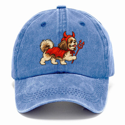 One Shih Tzu In Halloween Costume Little Devil With Horns And A Pitchfork Prop Halloween Dog Parade Classic Cap – Summer Sky