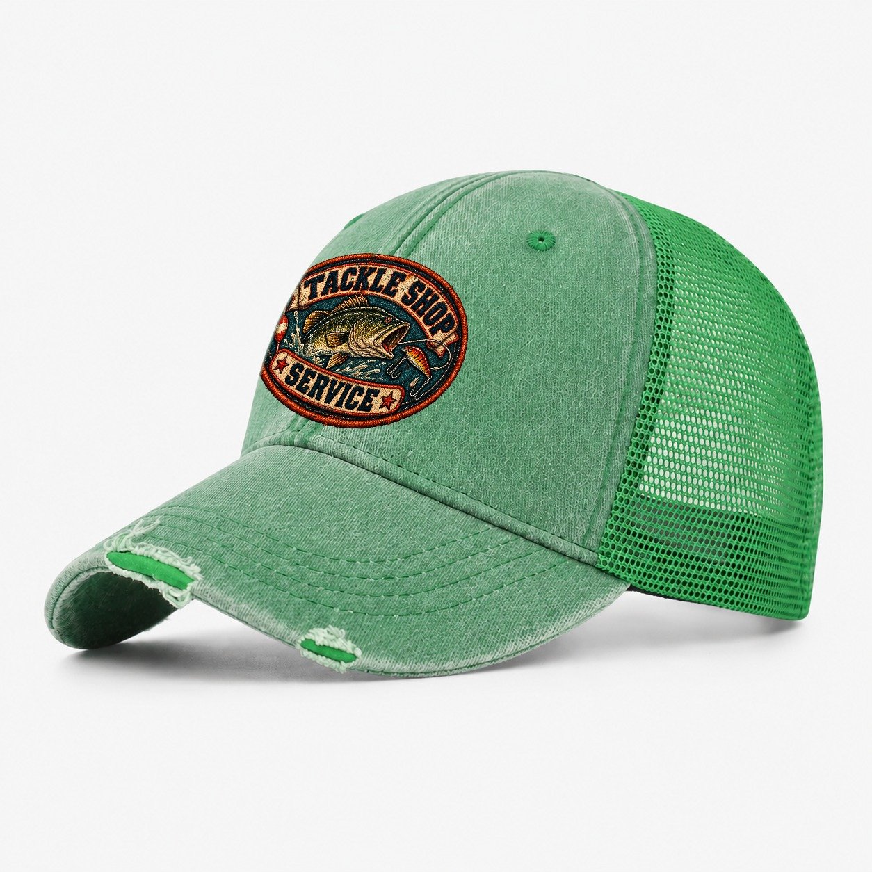 Tackle Shop Service Patch Fishing Club Washed Trucker Hat – Ink Green