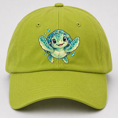 Sea Turtle Front Paddle Sea Sprite Baseball Cap – Fluorescent Green