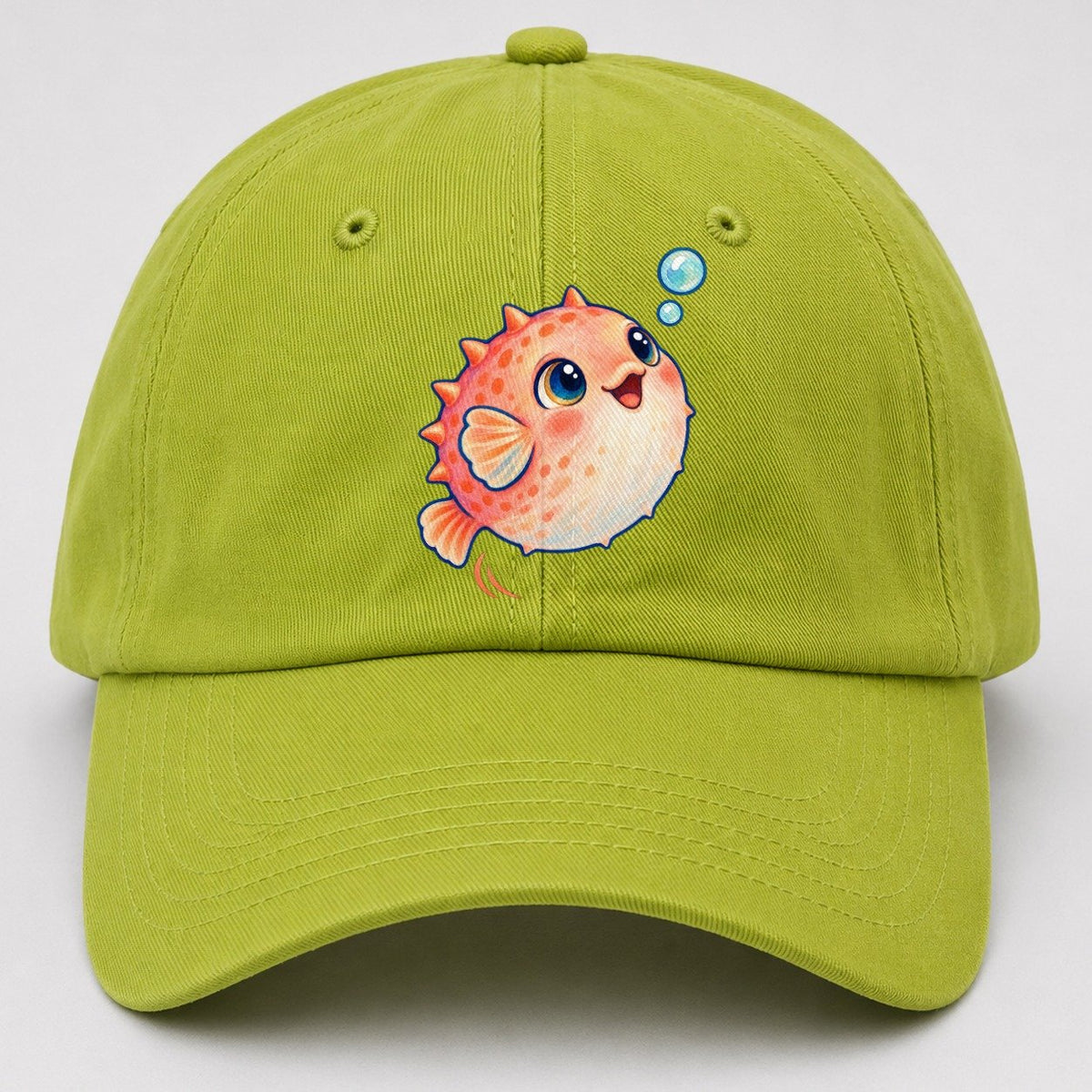 Pufferfish Bubble Bounce Sea Sprite Baseball Cap – Fluorescent Green