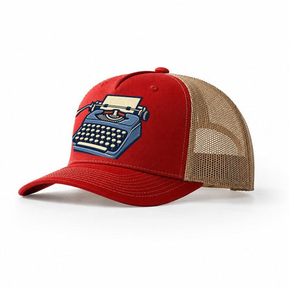 Manual Typewriter Tiny Solo Marks Trucker Hat – Red Khaki