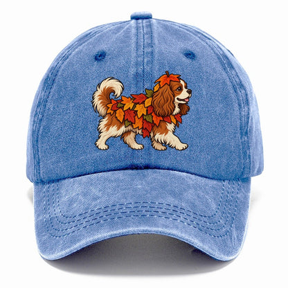 One Cavalier King Charles Spaniel In Halloween Costume Fallen Leaf Pile Costume With Orange And Red Felt Leaves Halloween Dog Parade Classic Cap – Summer Sky