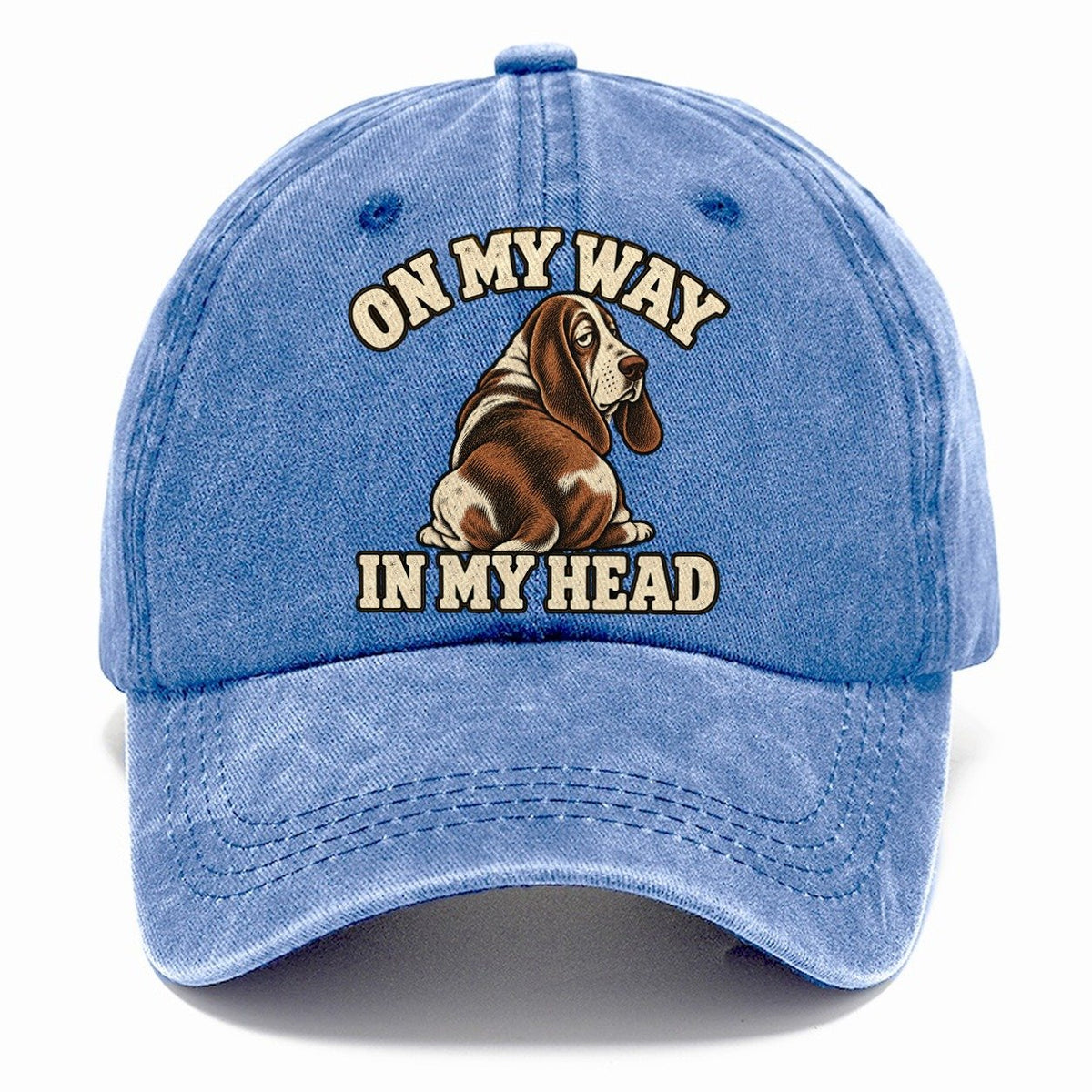 Basset Travelling In Thought Character Club Classic Cap – Summer Sky