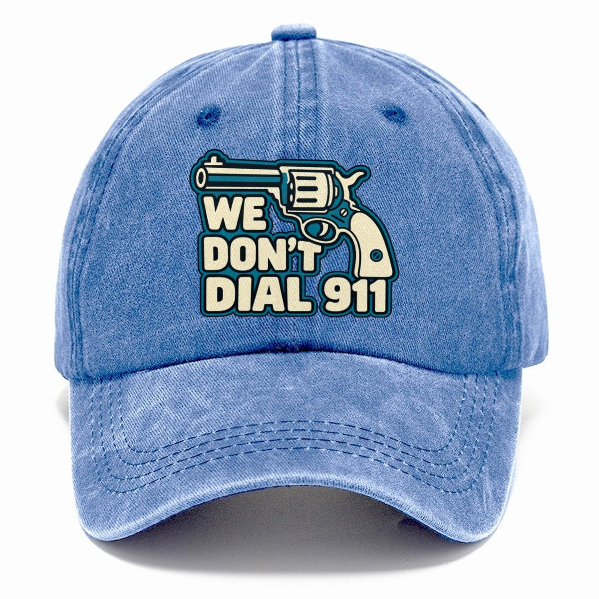 Continuous Line Mark We Don't Dial 911 Classic Cap – Summer Sky
