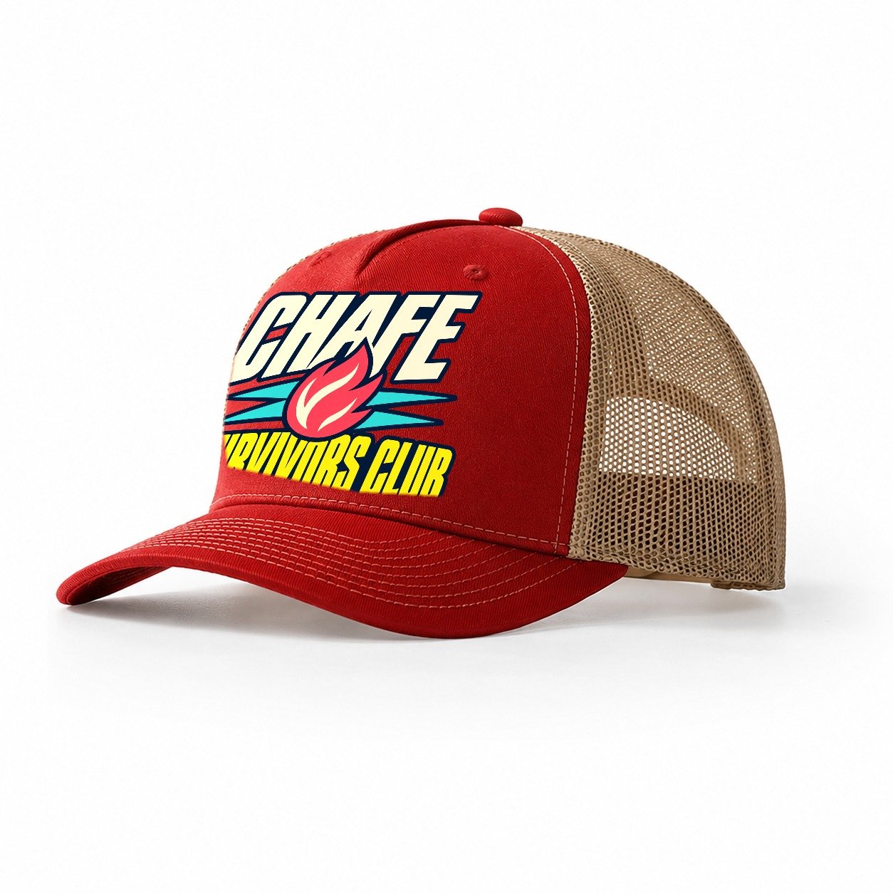 Chafe Survivors Club 90S Running Clubs Trucker Hat – Red Khaki