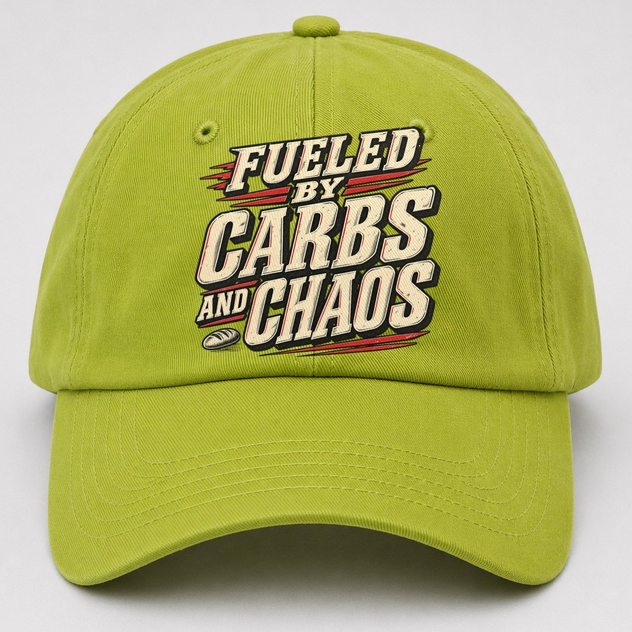 Fueled By Carbs And Chaos American Wit Baseball Cap – Fluorescent Green