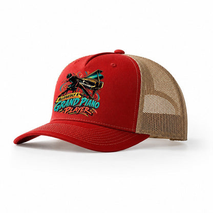 Allegedly A Grand Piano Player Music Instruments Trucker Hat – Red Khaki
