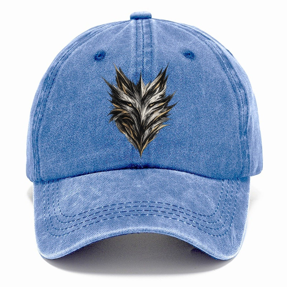 Black Gold Wolf Face Classic Cap – Summer Sky