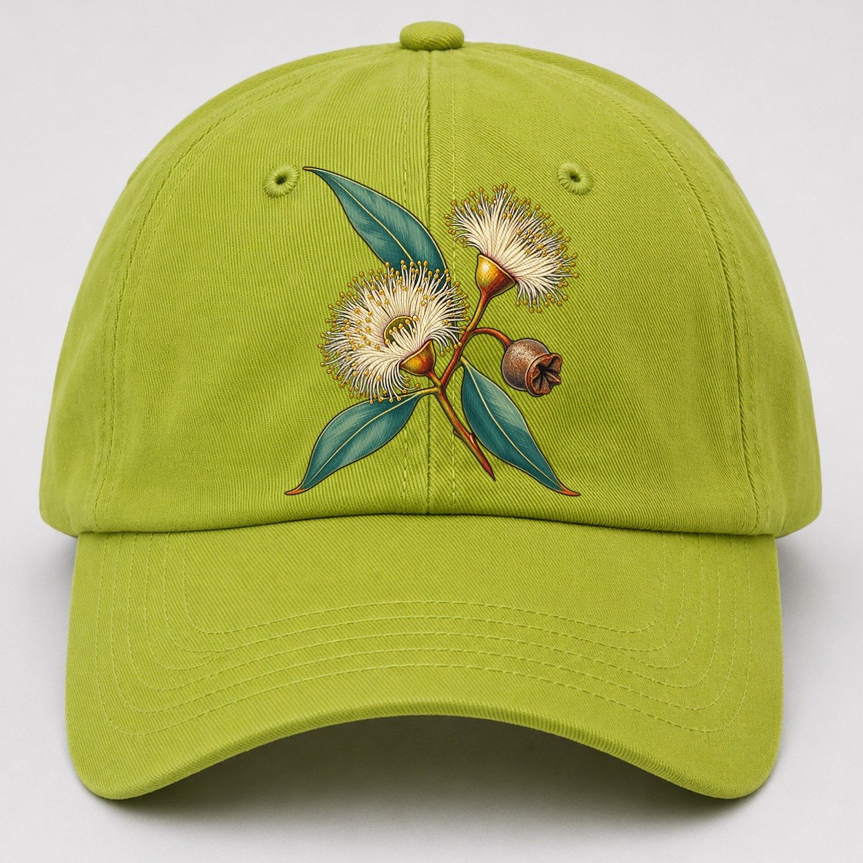 Tasmania Blue Gum Blossom And Capsule Australia Cultural Icons Baseball Cap – Fluorescent Green