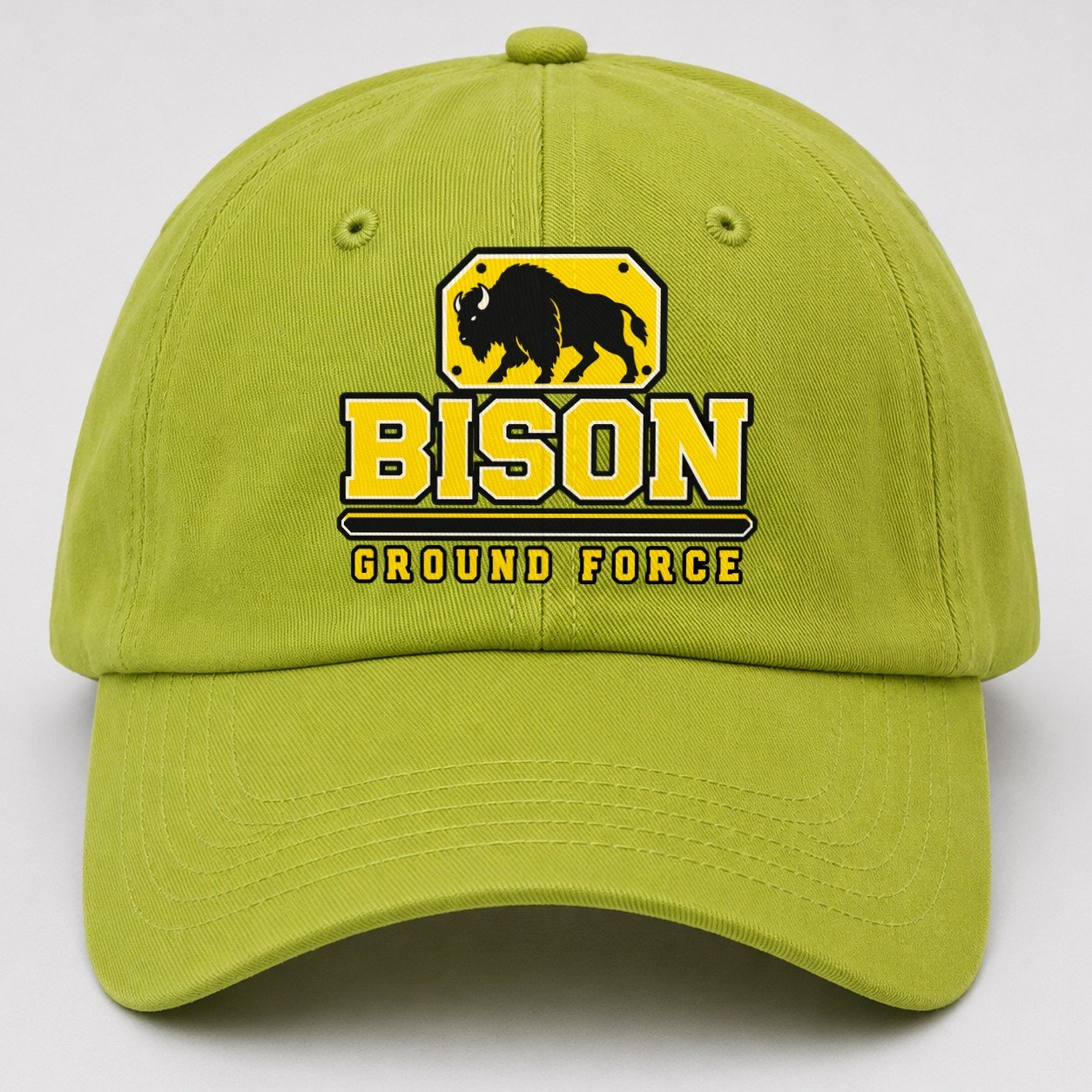 Bison Ground Force Heavy Duty Baseball Cap – Fluorescent Green