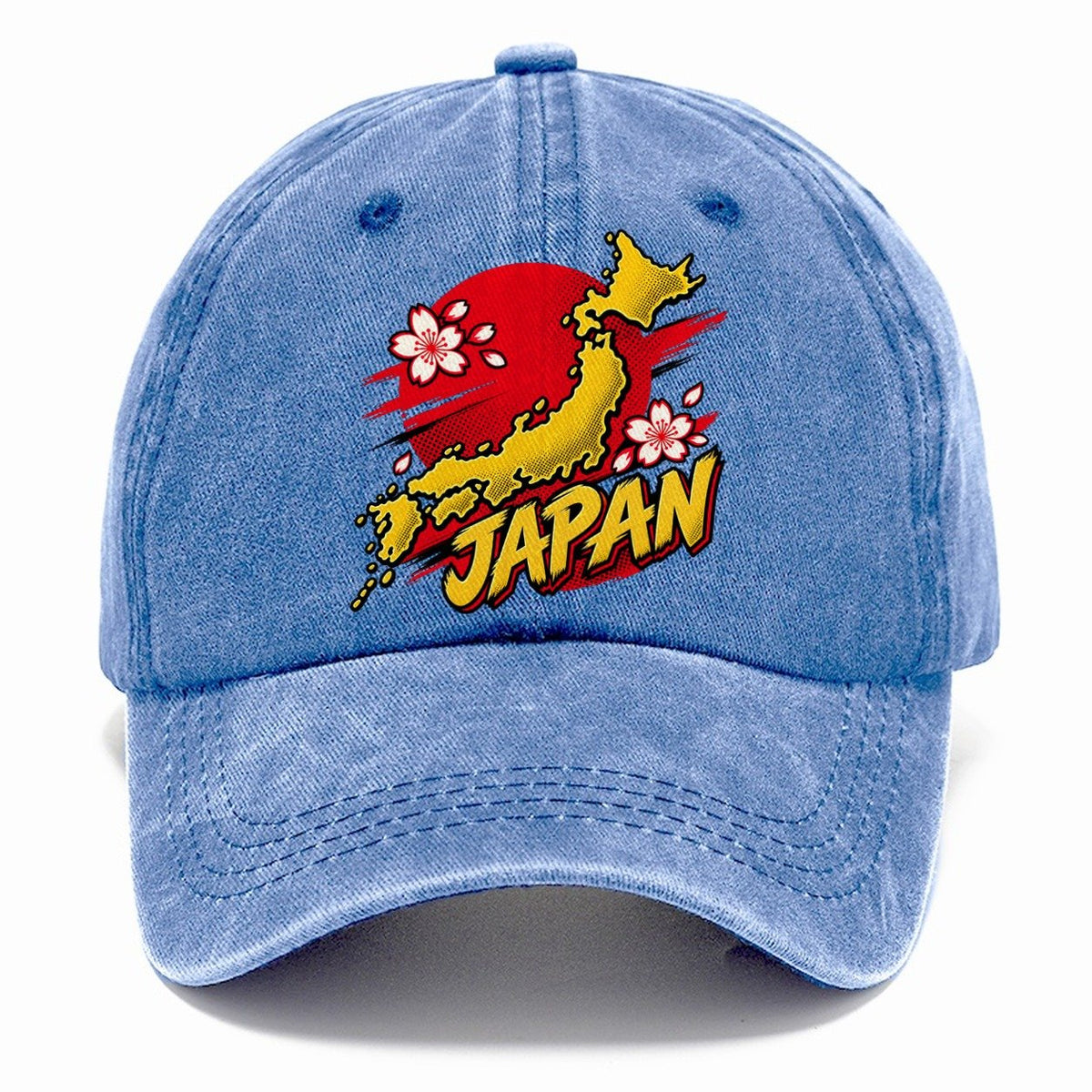 Japan Map Cherry Blossom Sun Classic Cap – Summer Sky
