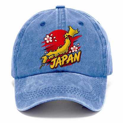 Japan Map Cherry Blossom Sun Classic Cap – Summer Sky