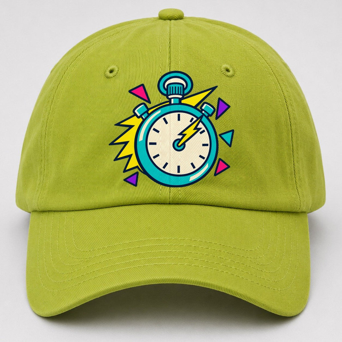 Lightning Stopwatch 90S Running Clubs Baseball Cap – Fluorescent Green