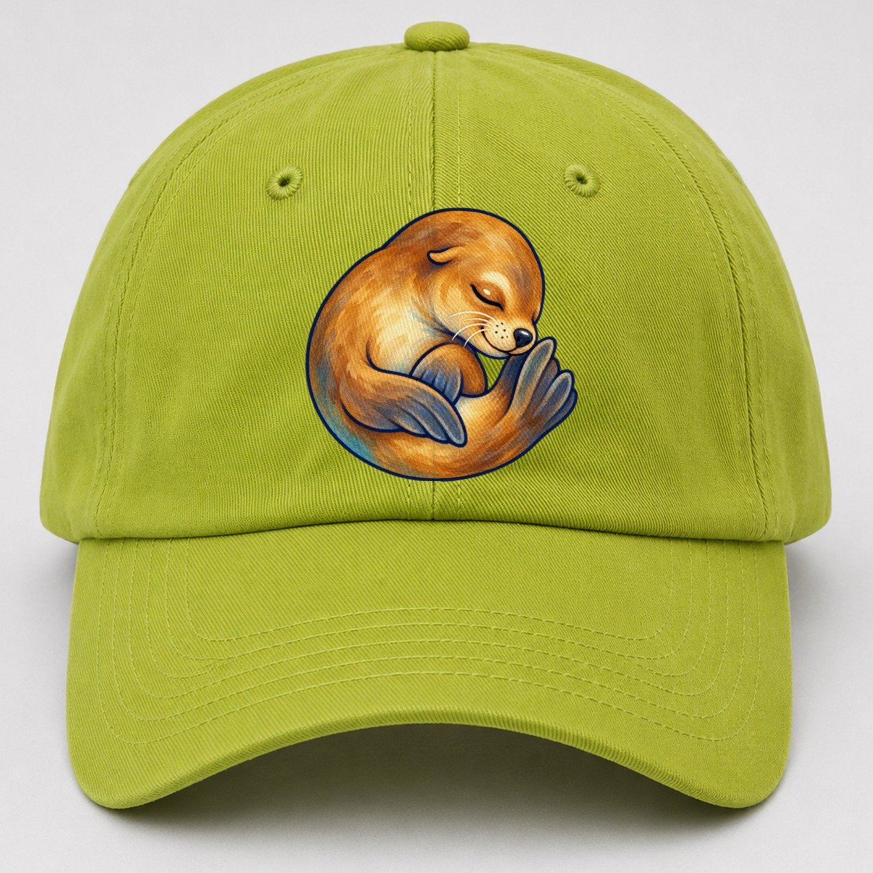 Sea Lion Curled Nap Sea Sprite Baseball Cap – Fluorescent Green