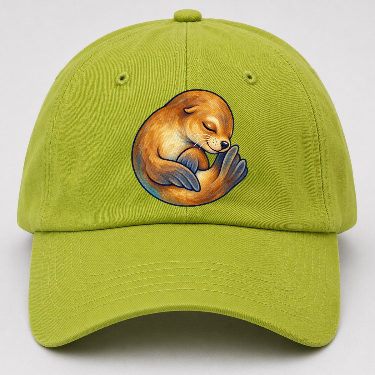 Sea Lion Curled Nap Sea Sprite Baseball Cap – Fluorescent Green