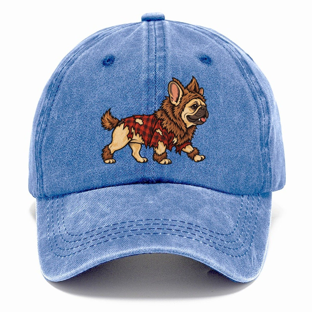 One French Bulldog In Halloween Costume Werewolf With Tufted Fur Patches And Small Fangs Halloween Dog Parade Classic Cap – Summer Sky
