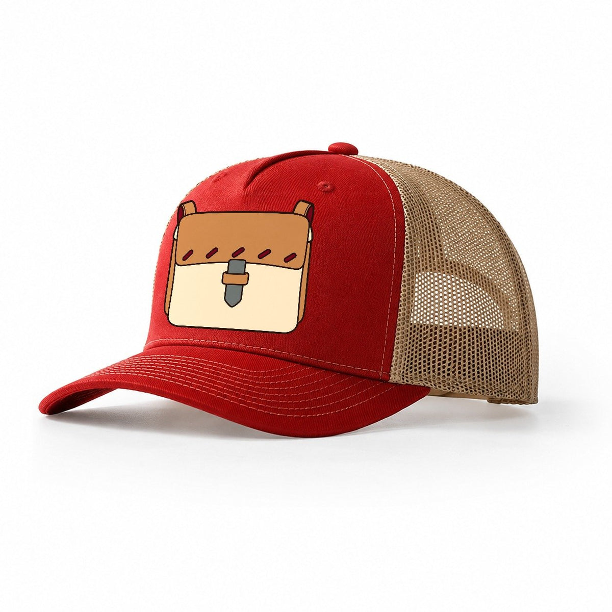 Small Satchel Study Leathercraft Trucker Hat – Red Khaki