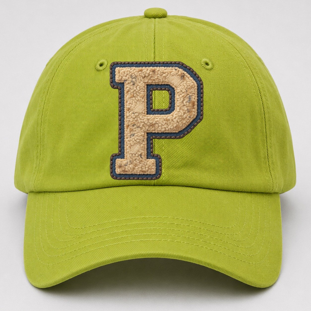 Varsity Chenille P Monogram Baseball Cap – Fluorescent Green