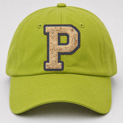 Varsity Chenille P Monogram Baseball Cap – Fluorescent Green