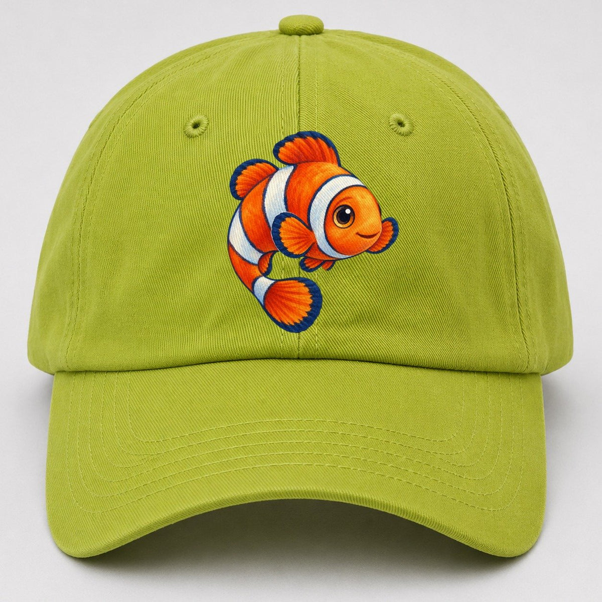 Clownfish Crescent Swim Sea Sprite Baseball Cap – Fluorescent Green