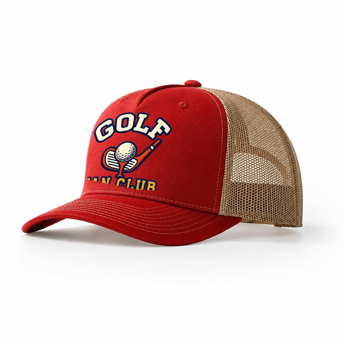 Golf Fan Club Trucker Hat – Red Khaki