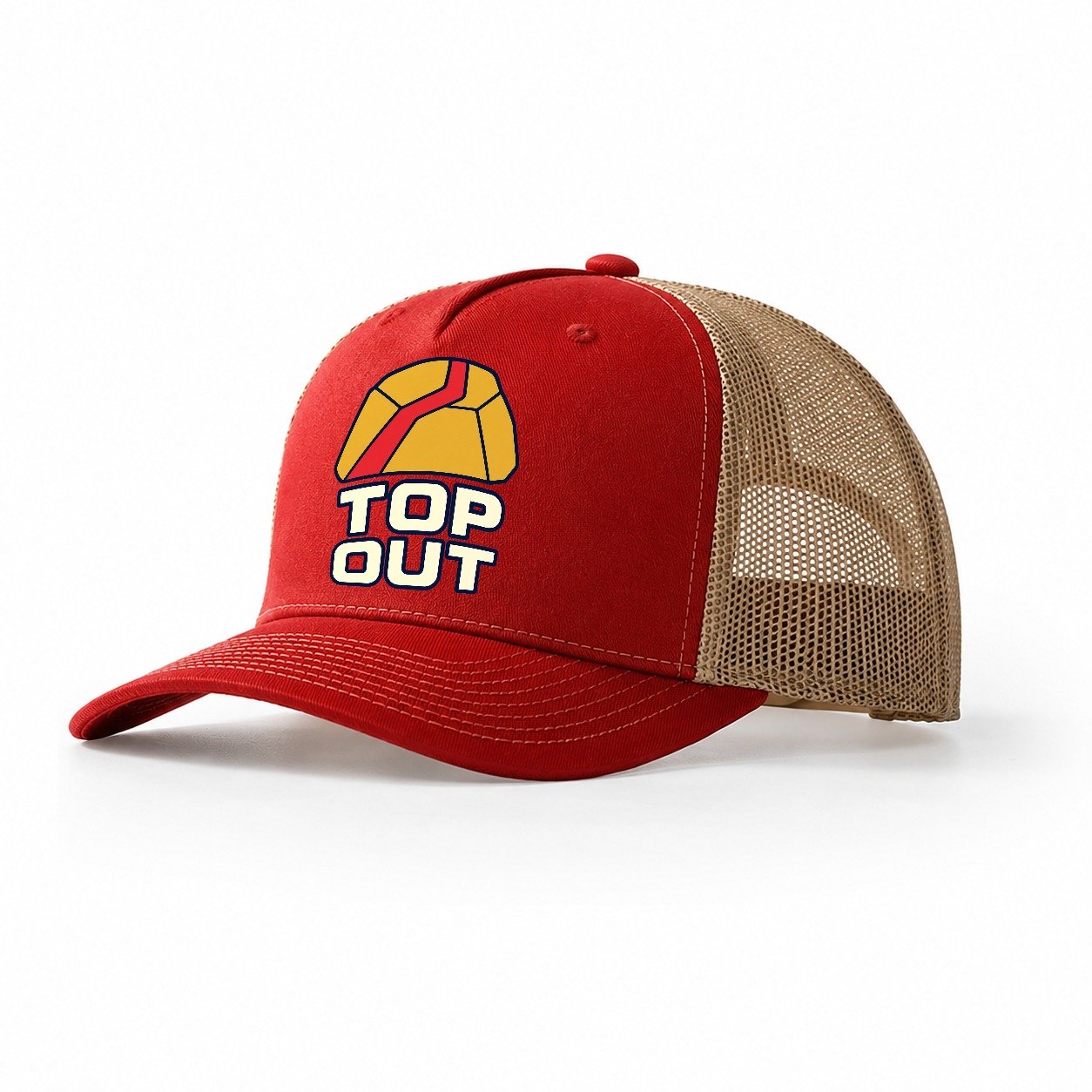 Top Out Rock Climbing Trucker Hat – Red Khaki