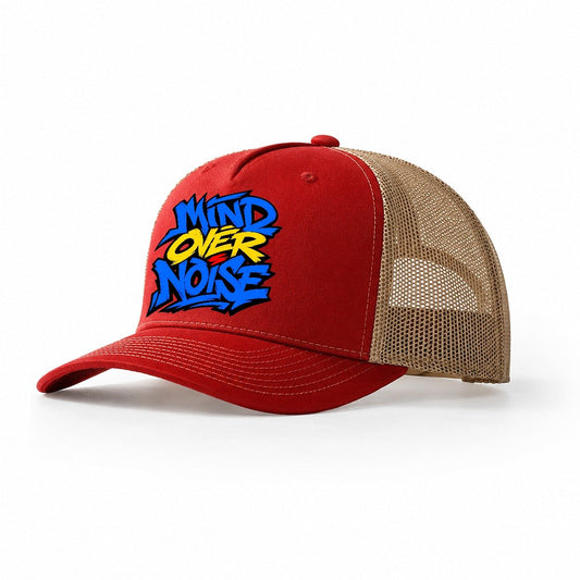 Mind Over Noise Tee Graphic Trucker Hat – Red Khaki
