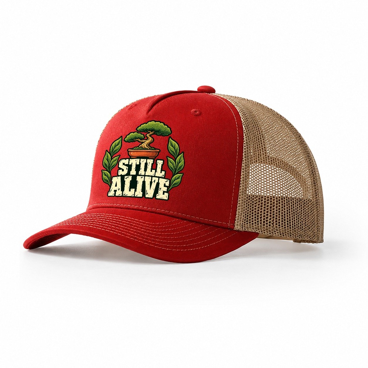 Still Alive Bonsai Trucker Hat – Red Khaki