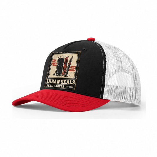 Inban Seal Carvers Noren Trade Co Trucker Hat – Black Red White