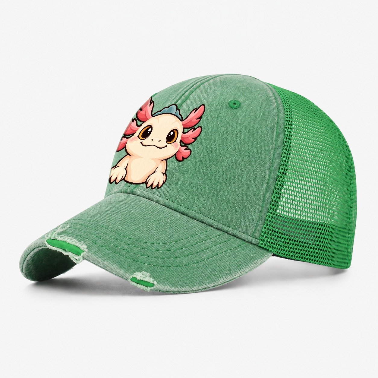 Tank Room Axolotl Aquarium Keeping Washed Trucker Hat – Ink Green