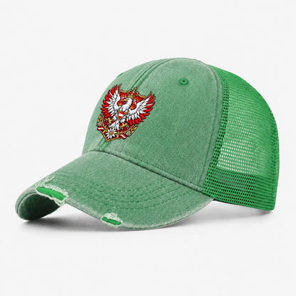 Austria Heraldic Crest Country Logos Washed Trucker Hat – Ink Green