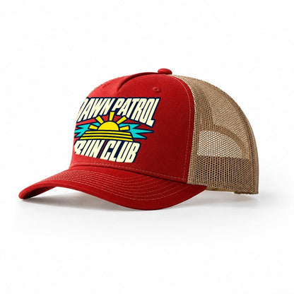 Dawn Patrol Run Club 90S Running Clubs Trucker Hat – Red Khaki